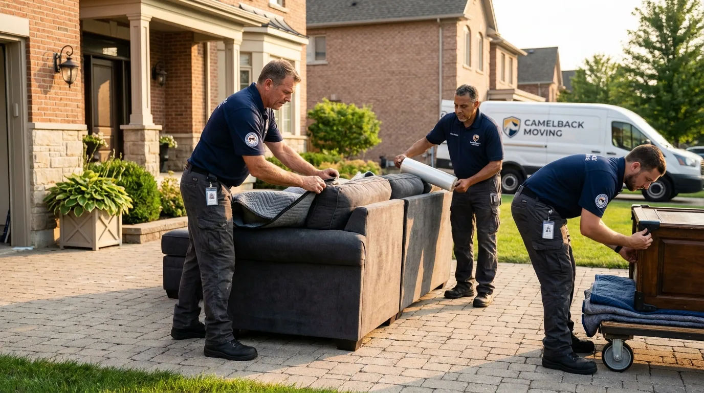Large estate moving crew wrapping furniture in Gloucester City, NJ